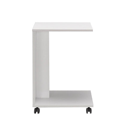 Adore Florida Matt White Sofa Laptop Table on Castors - Mobile Side Table