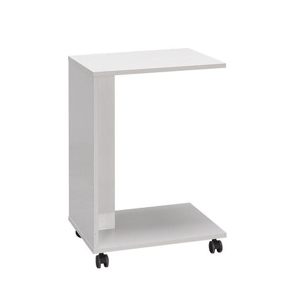 Adore Florida Matt White Sofa Laptop Table on Castors - Mobile Side Table