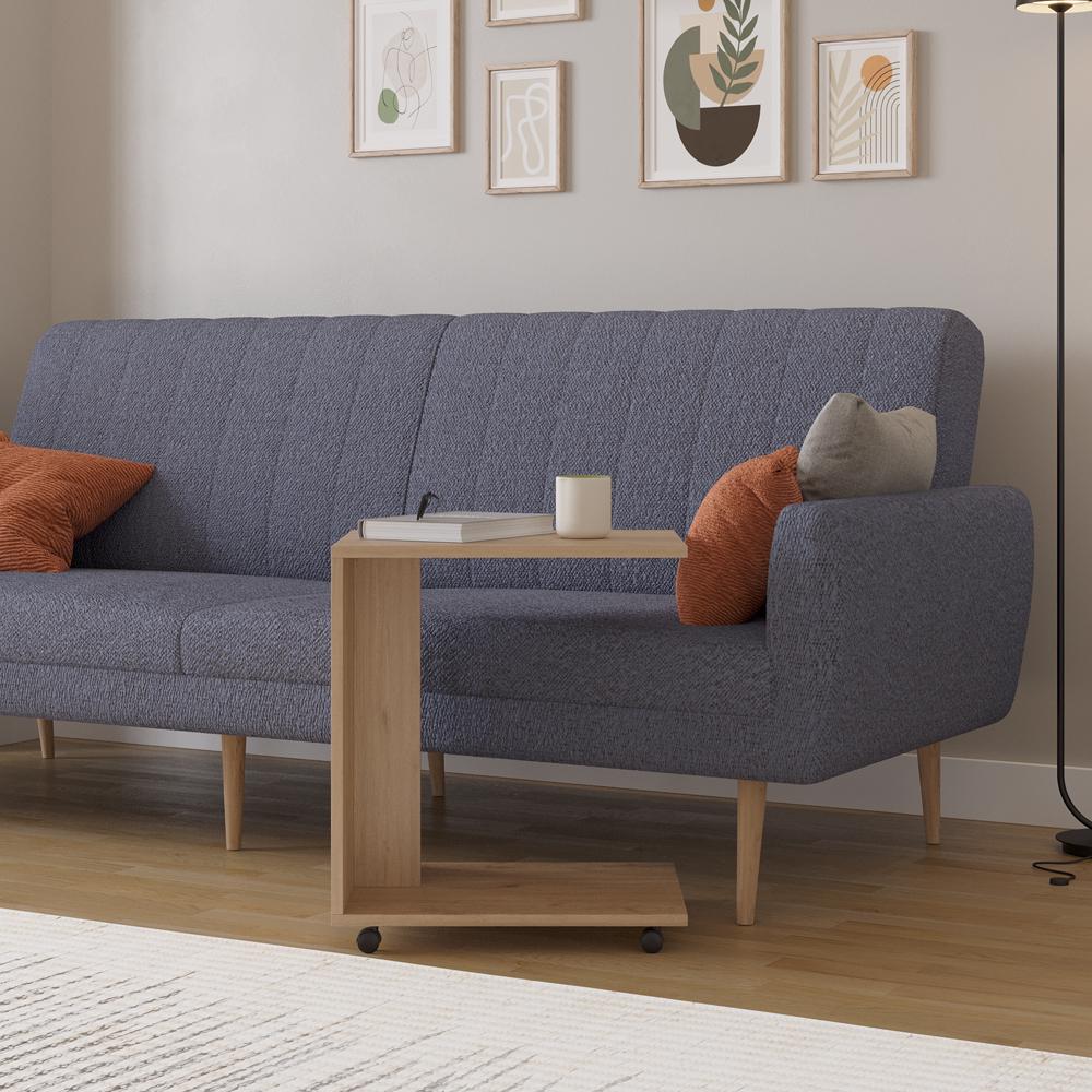 Adore Florida Oak Effect Sofa Laptop Table on Castors - Mobile Side Table