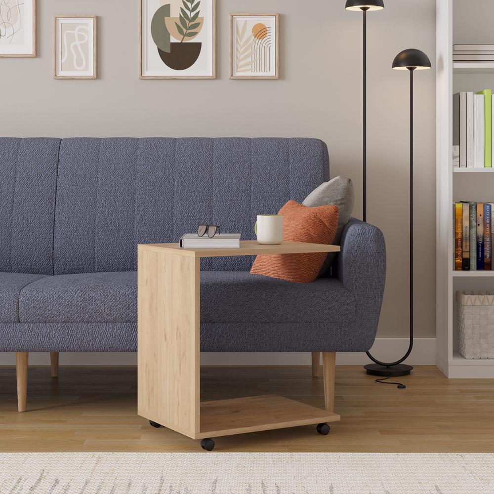 Adore Florida Oak Effect Sofa Laptop Table on Castors - Mobile Side Table