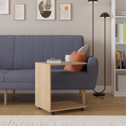 Adore Florida Oak Effect Sofa Laptop Table on Castors - Mobile Side Table