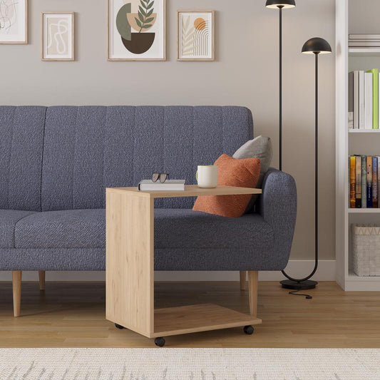 Adore Florida Oak Effect Sofa Laptop Table on Castors - Mobile Side Table