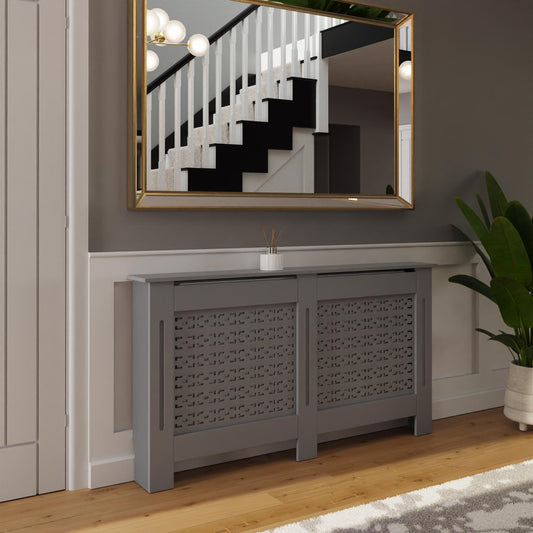 Geometric Pattern Large Grey Radiator Cover