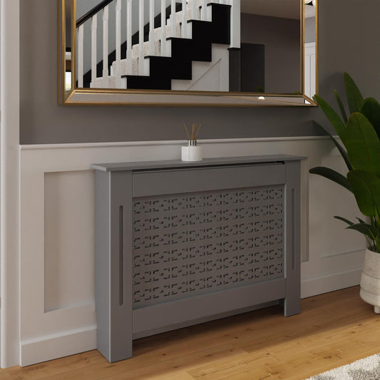 Geometric Pattern Medium Grey Radiator Cover