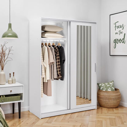 Adore Matt White Sliding 2 Door Wardrobe 120cm with Mirror