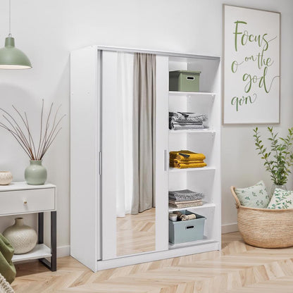 Adore Matt White Sliding 2 Door Wardrobe 120cm with Mirror