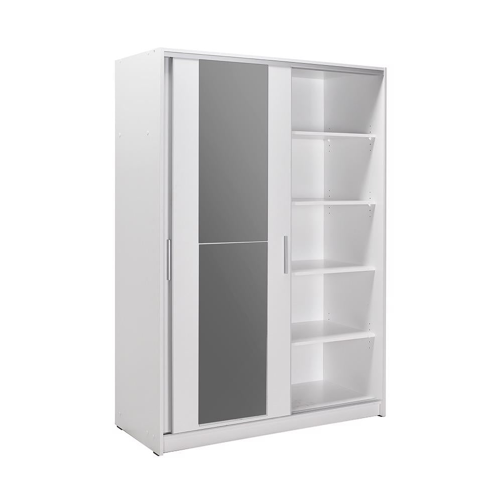 Adore Matt White Sliding 2 Door Wardrobe 120cm with Mirror