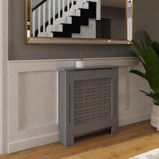 Geometric Pattern Small Grey Radiator Cover