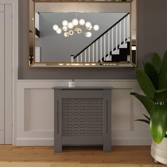 Geometric Pattern Small Grey Radiator Cover
