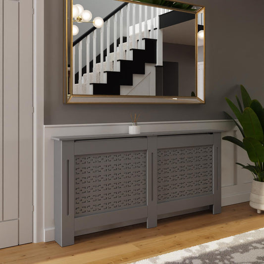 Geometric Pattern Extra Large Grey Radiator Cover
