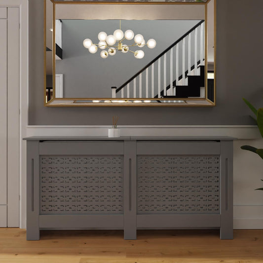 Geometric Pattern Extra Large Grey Radiator Cover