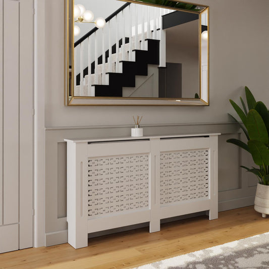 Geometric Pattern Large White Radiator Cover