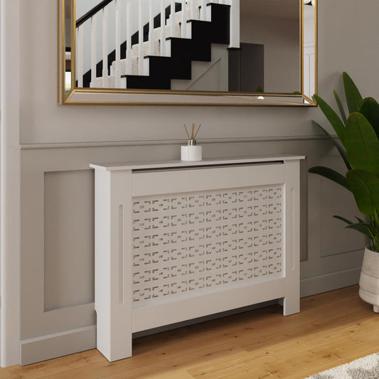 Geometric Pattern Medium White Radiator Cover