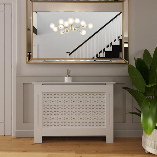Geometric Pattern Medium White Radiator Cover