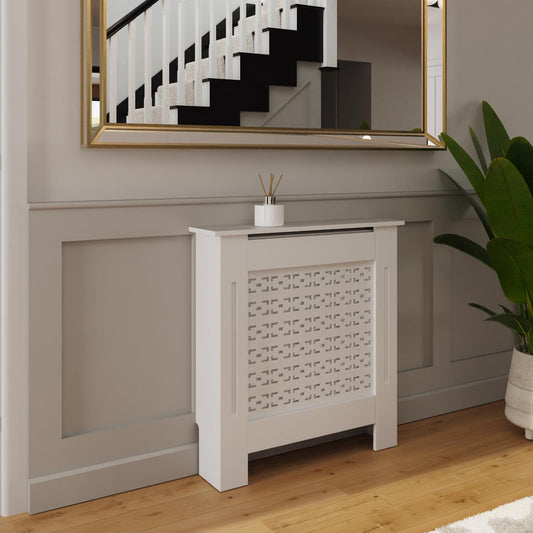 Geometric Pattern Small White Radiator Cover