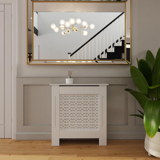 Geometric Pattern Small White Radiator Cover