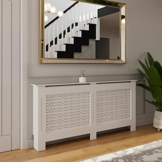 Geometric Pattern Extra Large White Radiator Cover