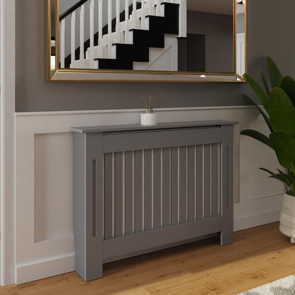Vertical Slat Medium MDF Grey Radiator Cover