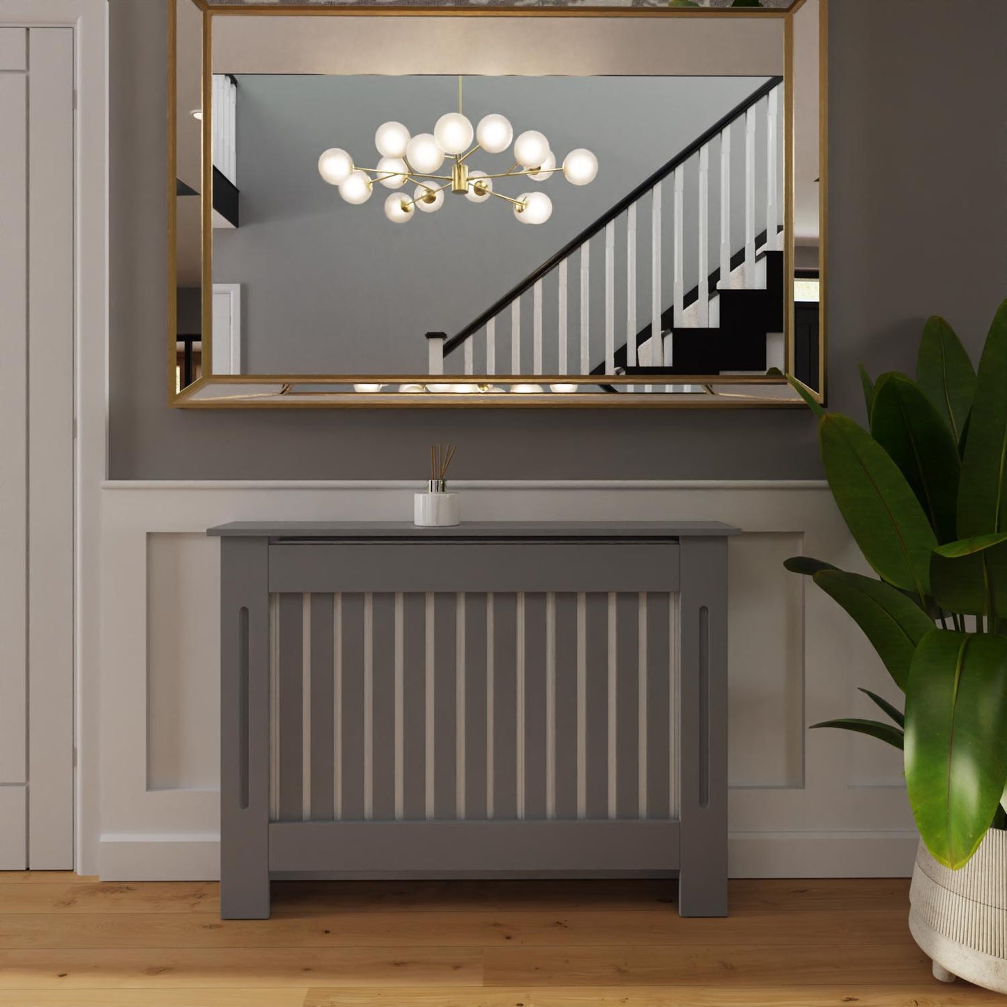 Vertical Slat Medium MDF Grey Radiator Cover