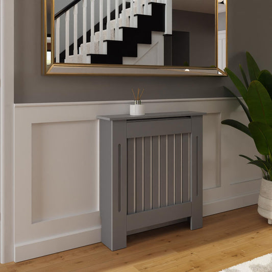 Vertical Slat Small MDF Grey Radiator Cover