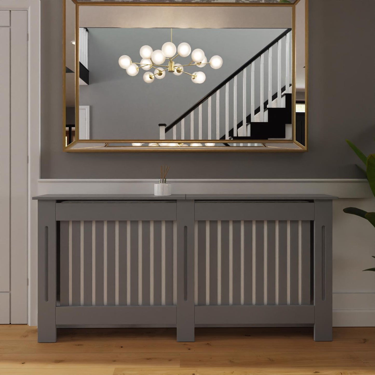 Vertical Slat Extra Large MDF Grey Radiator Cover