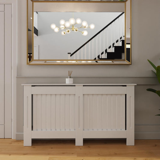 Vertical Slat Large MDF White Radiator Cover