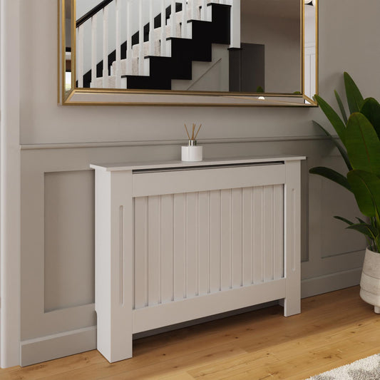 Vertical Slat Medium MDF White Radiator Cover