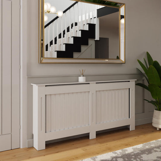 Vertical Slat Extra Large MDF White Radiator Cover