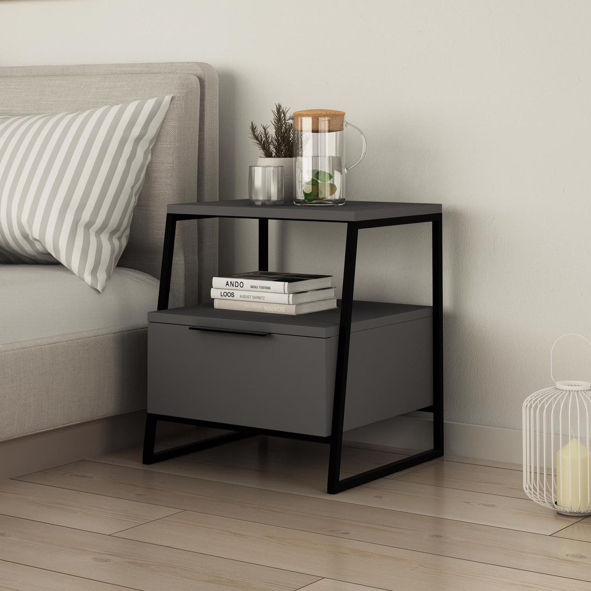 Pal Modern Nightstand Anthracite Grey