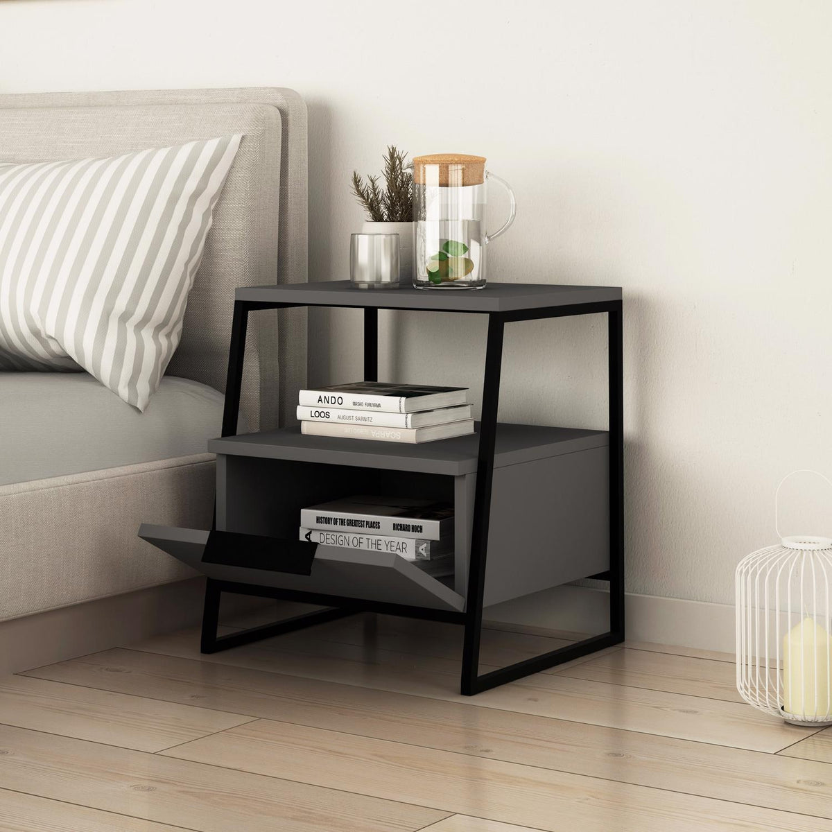 Pal Modern Nightstand Anthracite Grey