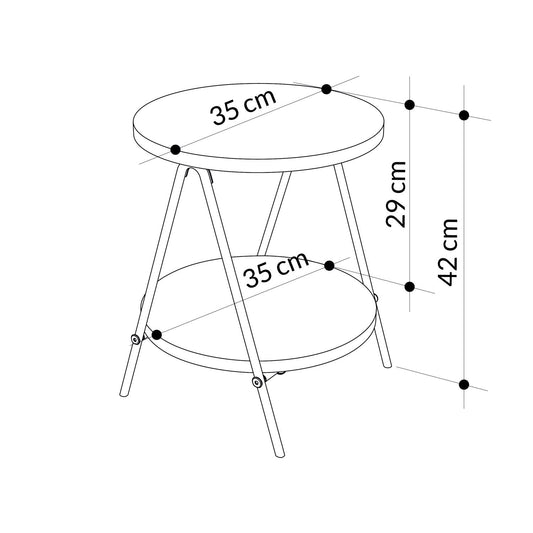Modern Essel Industrial Style Round Side Table White with Black Metal Legs