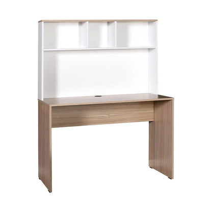 Adore Teen White & Oak Study Desk with Storage Hutch