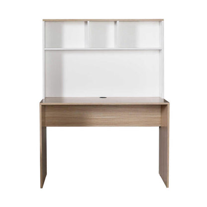 Adore Teen White & Oak Study Desk with Storage Hutch