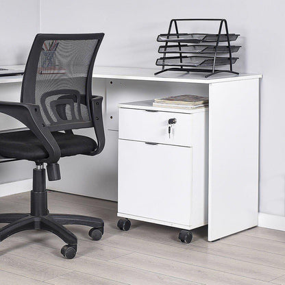 Adore Rio Matt White Mobile Office Storage Cart With Lockable Drawer