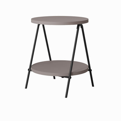 Modern Essel Industrial Style Round Side Table Mocha Grey with Black Metal Leg