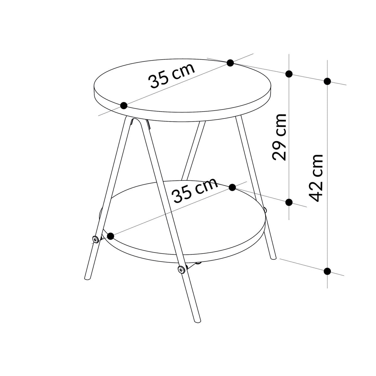Modern Essel Industrial Style Round Side Table Mocha Grey with Black Metal Leg