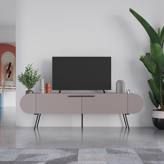 Capsule Modern TV Unit Multimedia Centre Mocha Grey with Storage