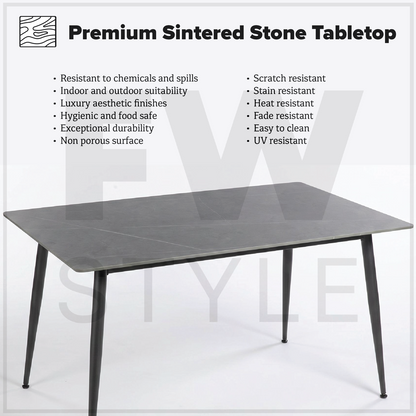 Monaco Grey Sintered Stone Dining Table With 4 Grace Grey Chairs