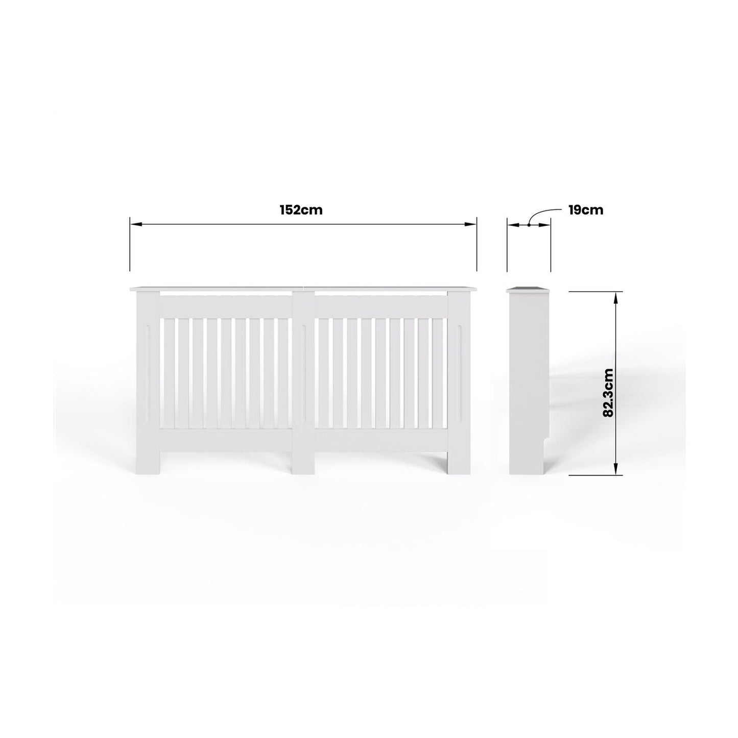 Vertical Slat Large MDF White Radiator Cover