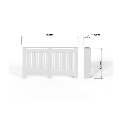 Vertical Slat Large MDF White Radiator Cover
