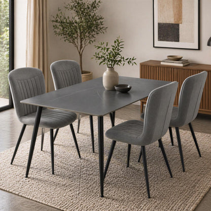 Monaco Grey Sintered Stone Dining Table With 4 Grace Grey Chairs