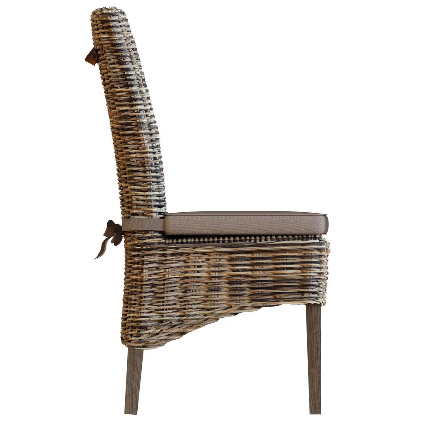 Maya Pair Of Handmade Kubu Rattan Grey Wash Dining Chair Dark Legs
