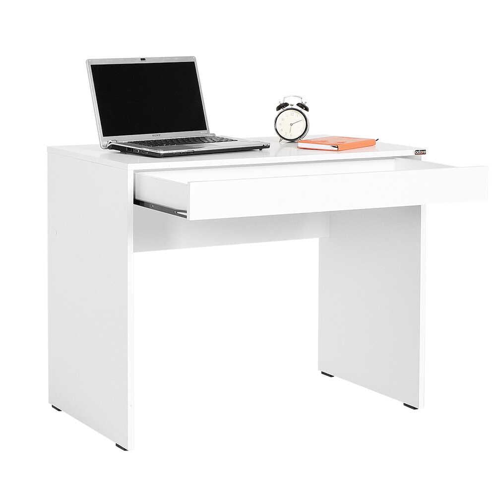 Adore Matt White Laptop Study Desk with Full Width Drawer