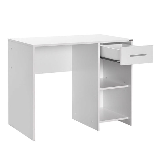Adore Matt White Study Desk with Drawer & Shelves
