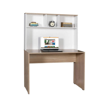 Adore Teen White & Oak Study Desk with Storage Hutch