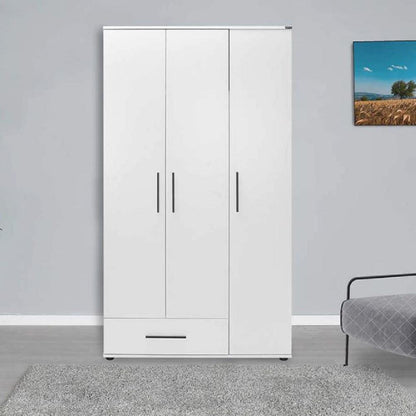 Adore Matt White 3 Door 1 Drawer Combi Wardrobe with Shelves