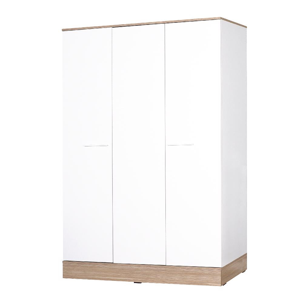 Adore Teen White & Oak 3 Door Wardrobe with Shelves