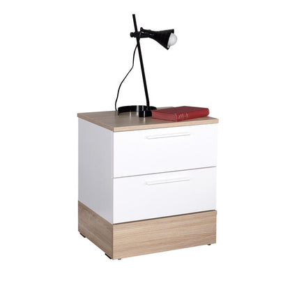 Adore Teen White & Oak 2 Drawer Bedside Table Nightstand