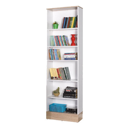 Adore Teen White & Oak 6 Tier Bookcase Shelving Unit