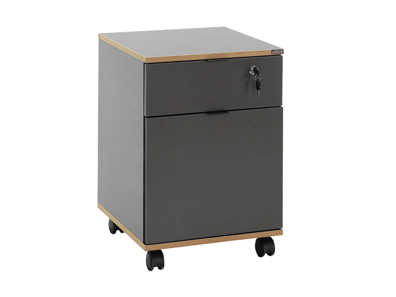 Adore Rio Anthracite Grey Mobile Office Storage Cart With Lockable Drawer